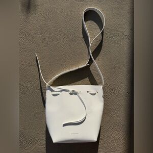 Mansur Gavriel Mini Bucket Bag in White Lizard-embossed Leather